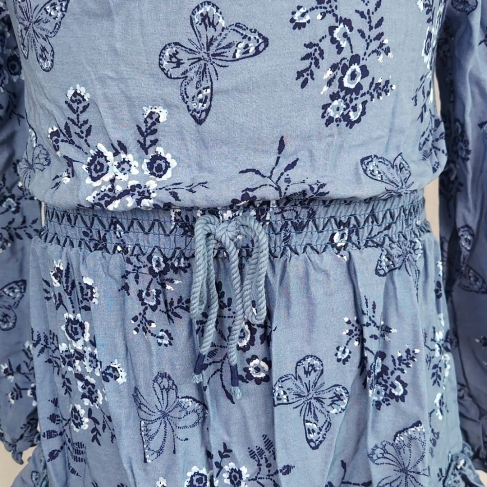 Epic Threads peasant tiered ruffle smocked dress - blue floral - size 5